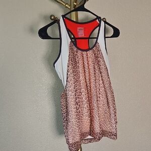 Lucky in Love Women's Red and Brown Leopard Tank Top